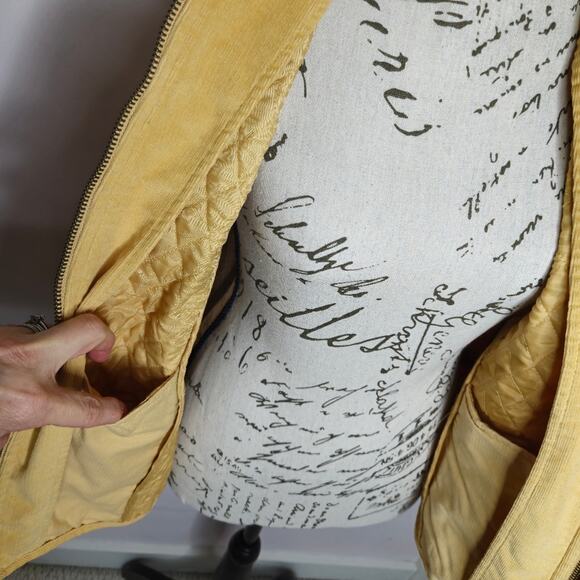 Christopher and Banks Yellow Quilted Corduroy Vest 2-Way Zipper with Pockets Med - Picture 3 of 10